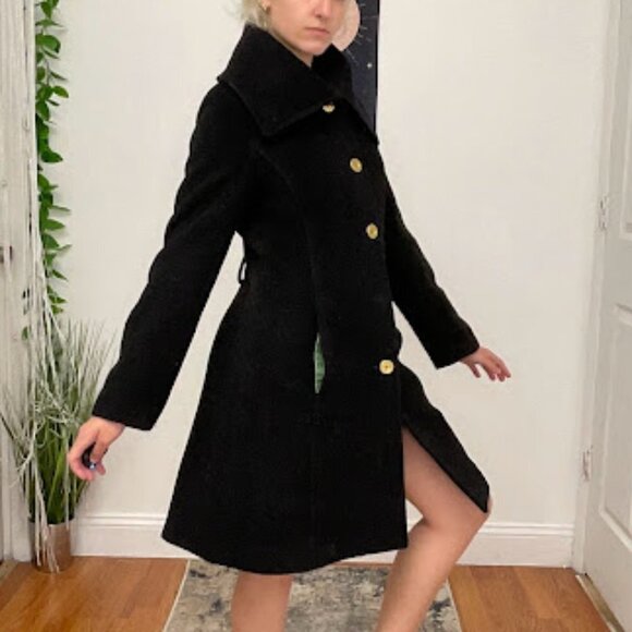 Coach Single-Breasted Button-Up Coat Long Sleeve Size S Black - Picture 12 of 16